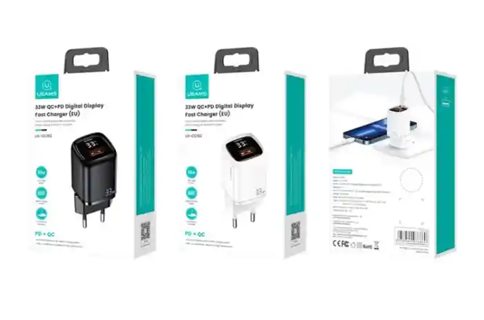 USAMS US-CC152 T46 33W PD+QC Digital Display Fast Charger